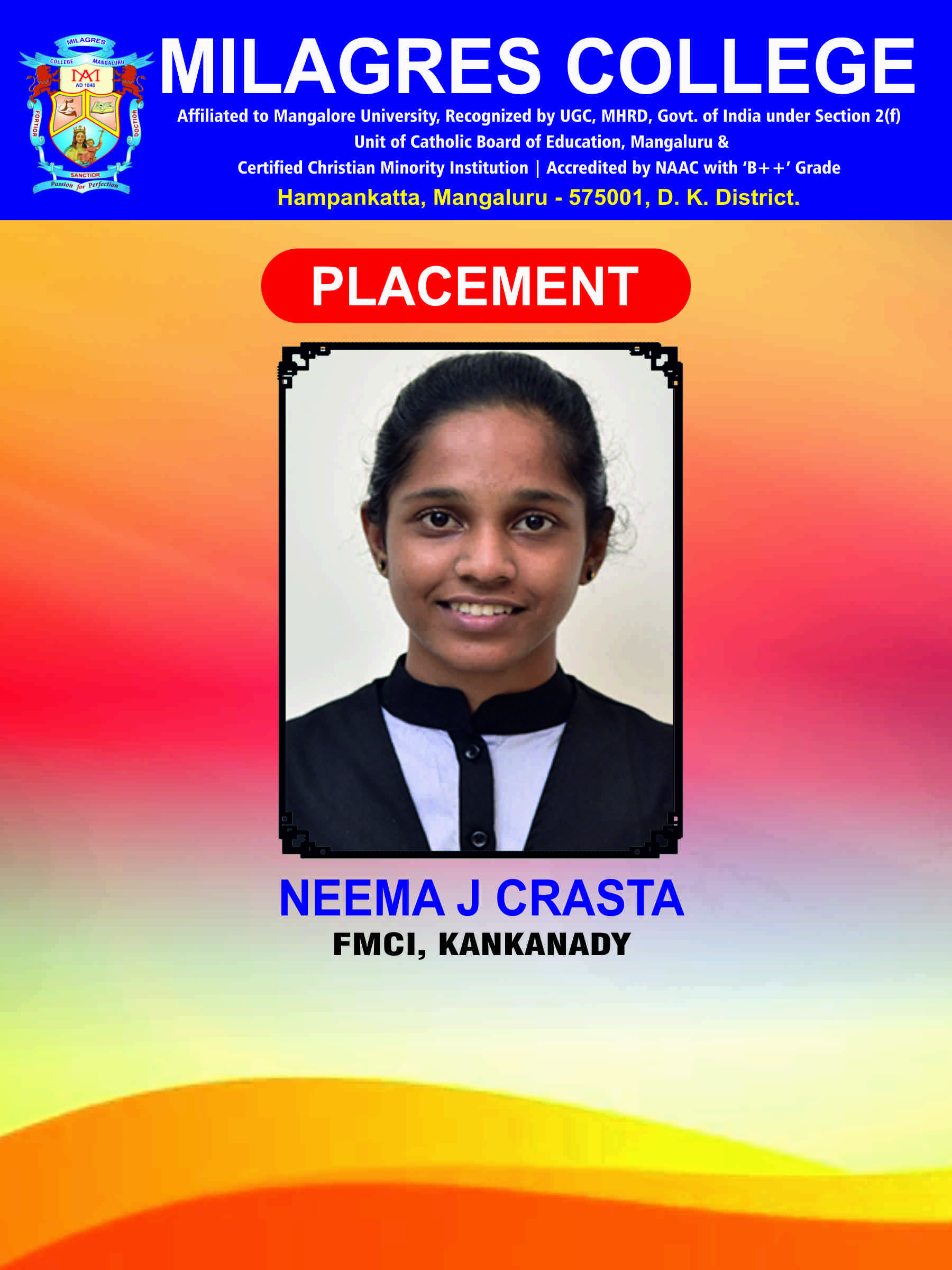 Successfully placed student